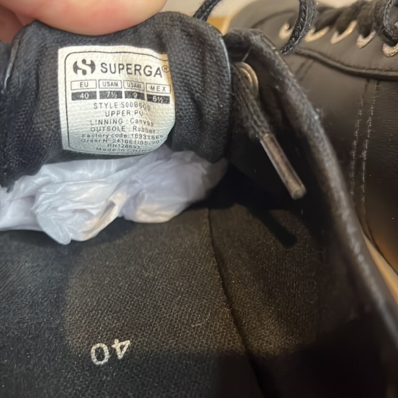 Superga Black Faux Leather Sneakers Womens Size 7 1/2 - Picture 6 of 6
